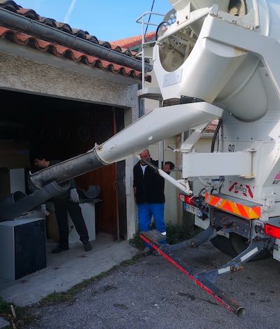 Neutralisation au béton d'une cuve à fioul